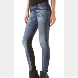 Rag n bone light blue jodhpur leggings w/ leather